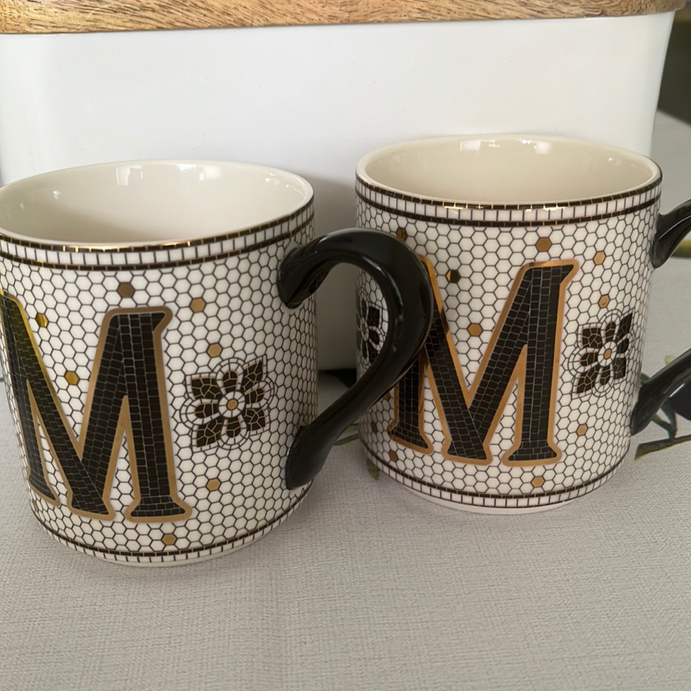 Anthropologie M monogram bistro mugs